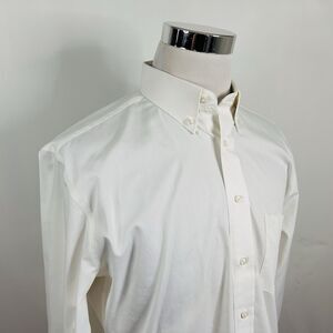 Stafford 16 34/35 Athletic Fit Travel Performance Pinpoint Dress Shirt All White
